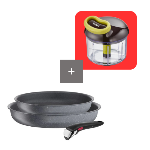 Tefal Pack set de 2 sartenes Ingenio Natural Force con picadora manual 5 segundos
