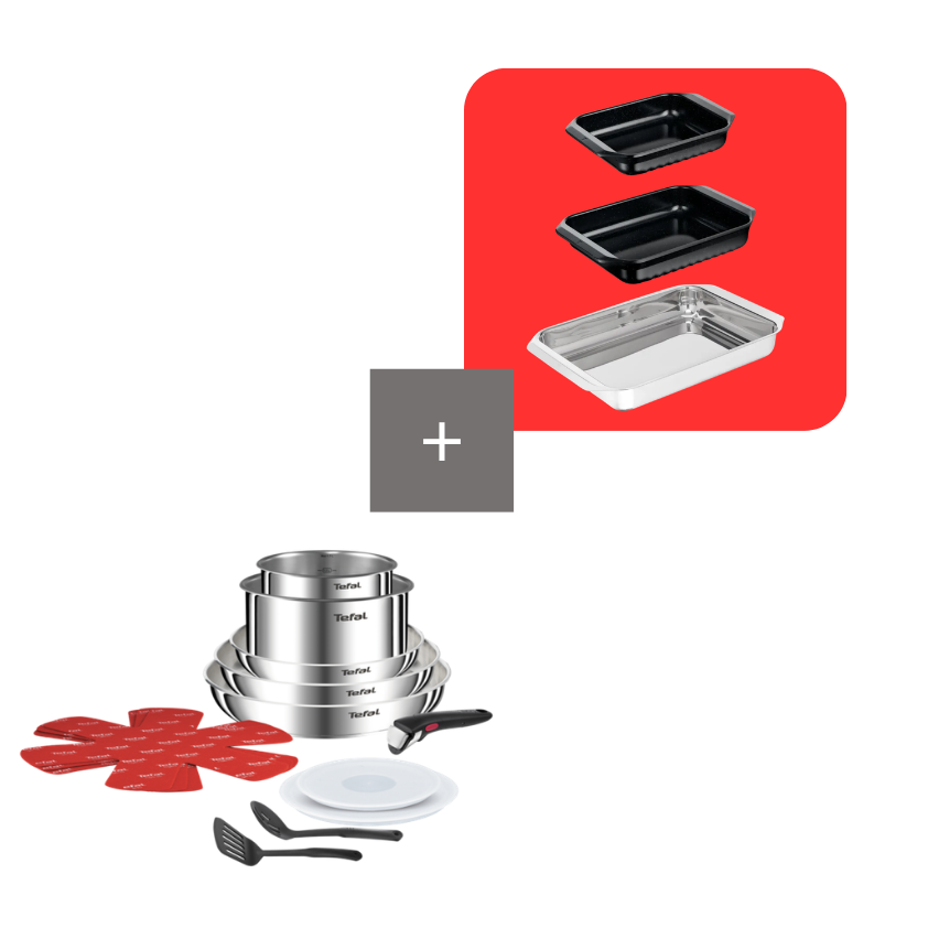 Tefal Pack Ingenio Emotion Set de 13 piezas sin antiadherente con Excellence Ceramic set de bandejas para horno