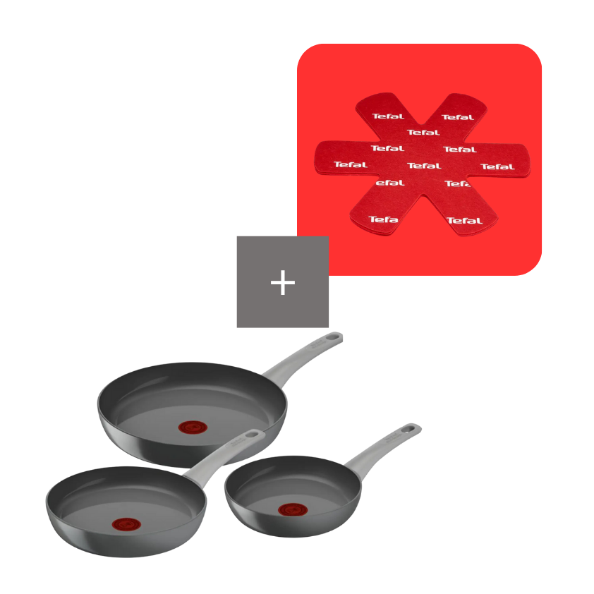 Tefal Pack Set 3 sartenes Renew on + protectores de sartenes