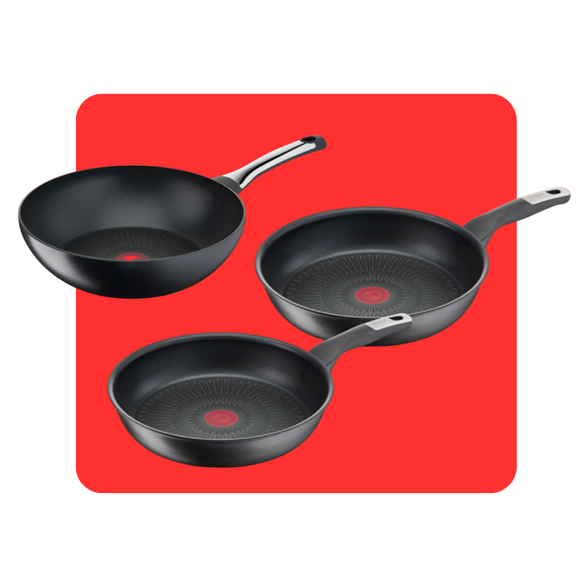 Tefal Pack set de 2 sartenes 24 cm/28 cm y wok 28 cm aluminio