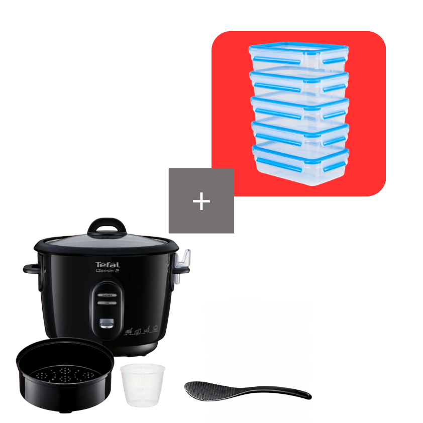 Tefal Pack batchcooking con arrocera y set de herméticos
